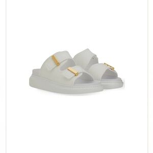 Alexander McQueen‎ White Sandals with Gold Buckles Size 37